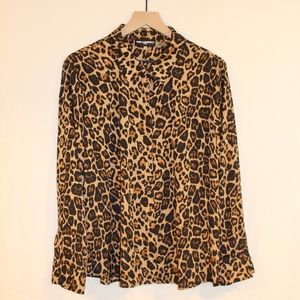 Karl Lagerfeld Paris Womens Leopard Print Blouse Size XL